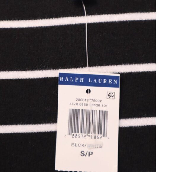 Ralph Lauren Women's Black & White Striped Scoop Neck T-Shirt Size S/P Cotton - Picture 4 of 10